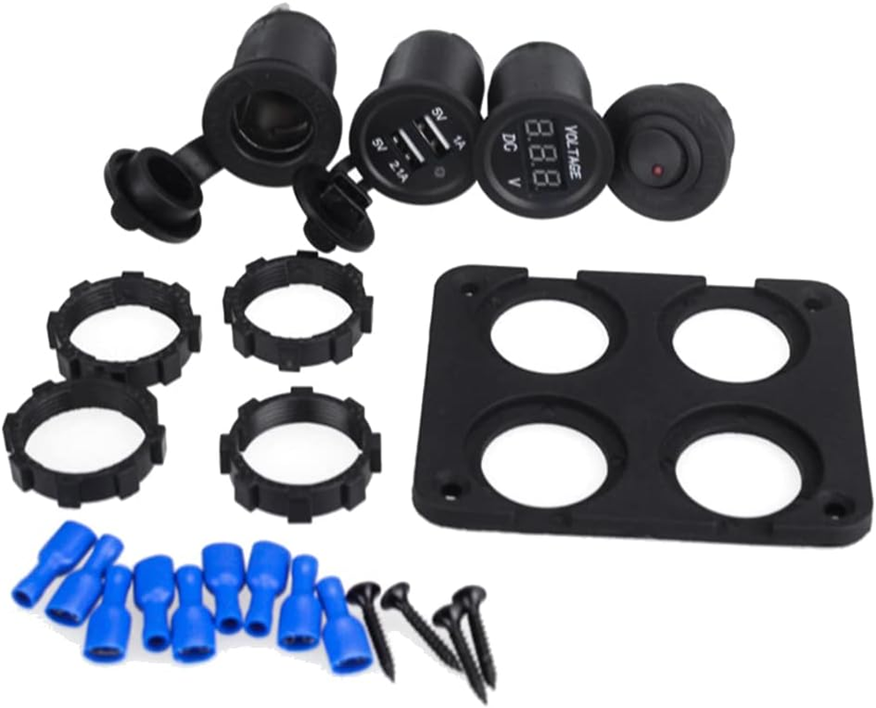 DC 12V-24V Car Boat Socket Dual USB Charger Voltmeter Switch Panel for Vehicle Car Boat Motor Home image number 1