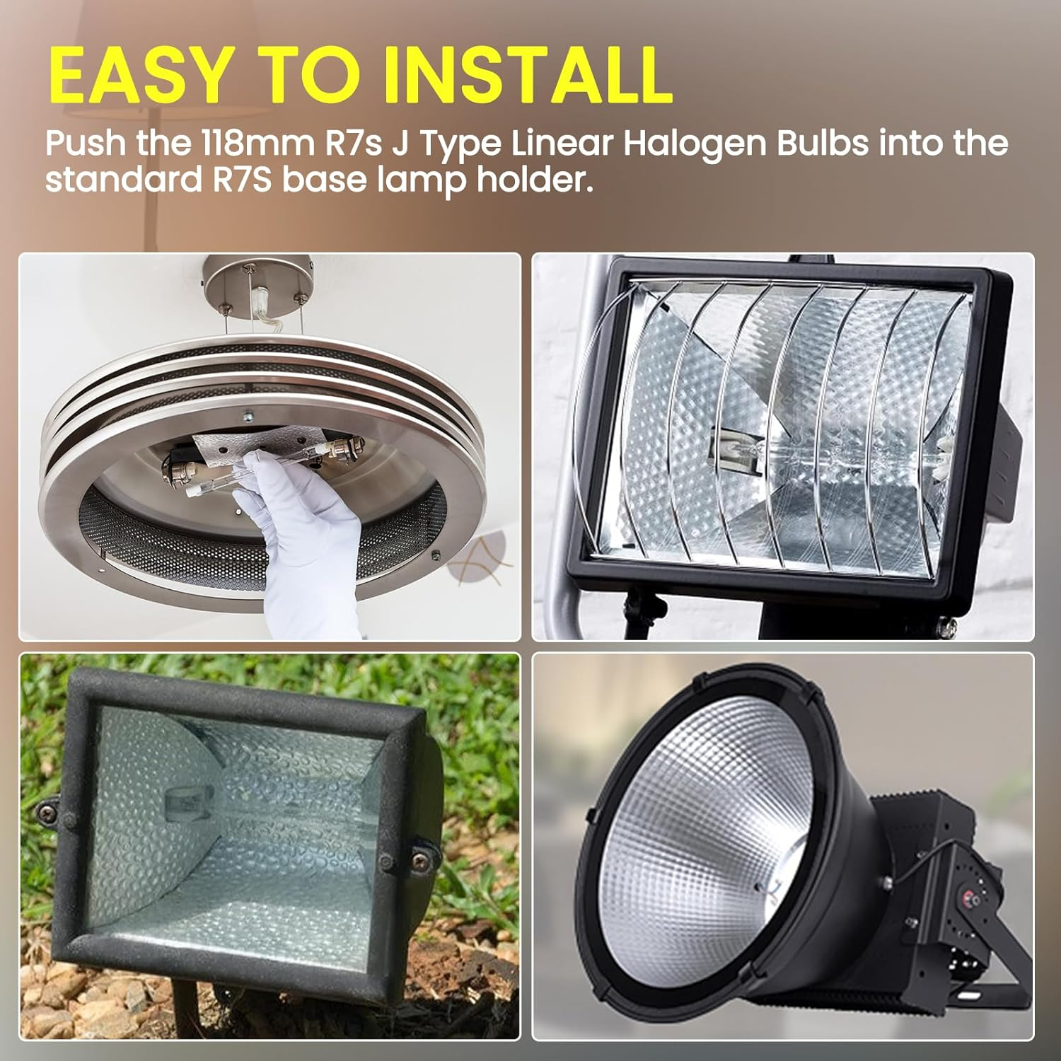 R7S Halogen Bulbs 118Mm, 160W R7S Bulbs 118Mm Dimmable,2000Lm Security Halogen Light Bulbs Warm White 2700K Energy Saving Tungsten Linear Floodlight Bulbs, 2Packs image number 6