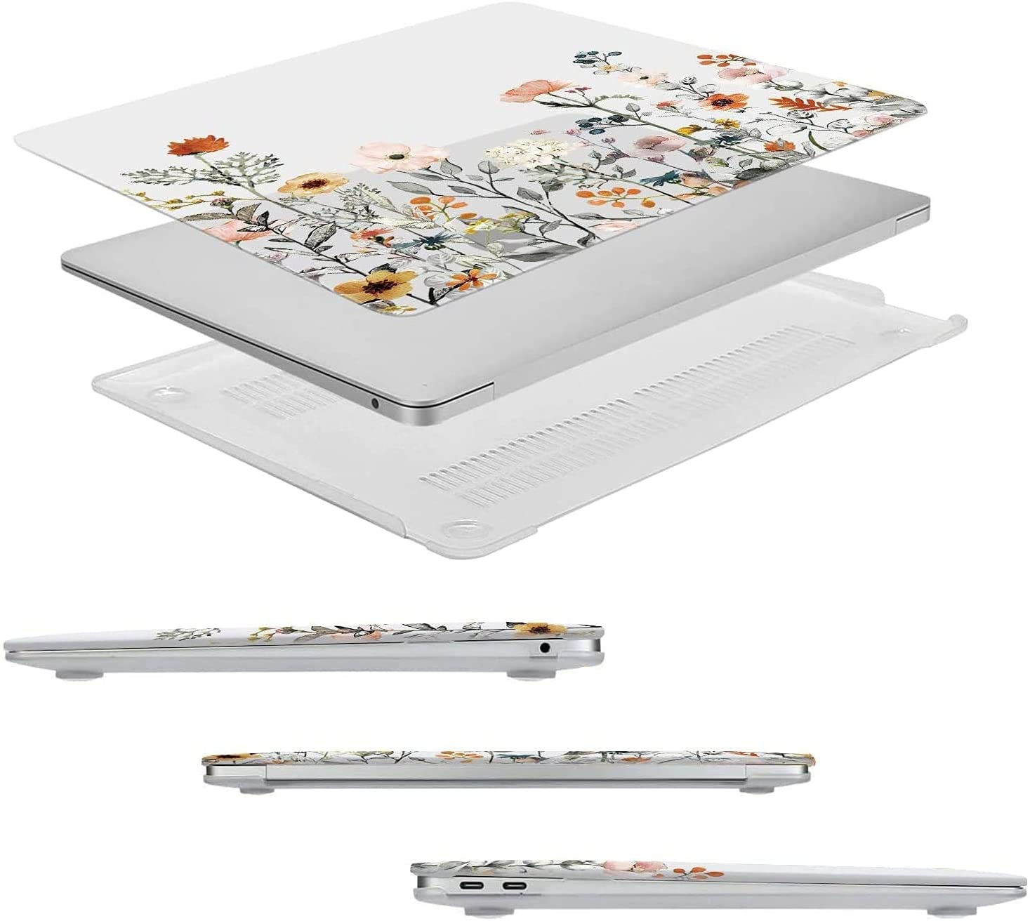 MOSISO Compatible with Macbook Air 13 Inch Case 2022 2021 2020 2019 2018 Release A2337 M1 A2179 A1932 Retina Display, Plastic Garden Flowers Hard Shell&Keyboard Cover&Screen Protector, Transparent image number 2