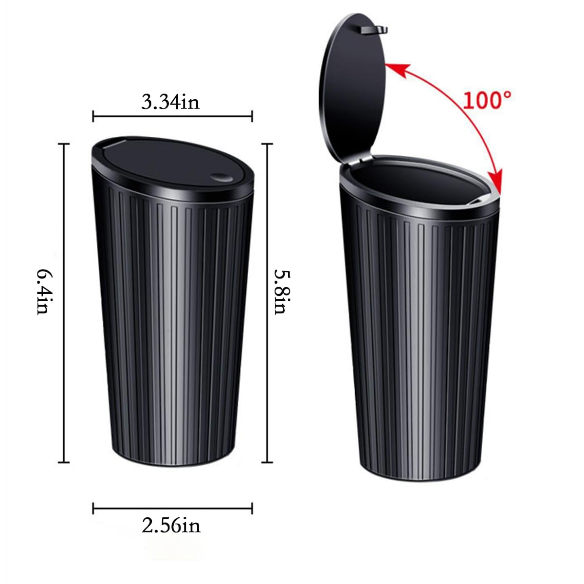 Car Trash Can Bin with Lid with 60Pcs Trash Bags,Leak Proof Trash Garbage Bin Car Accessories for Interior Fits Car Cup Holders Car Organizers and Storage for Home Office (Black) image number 1