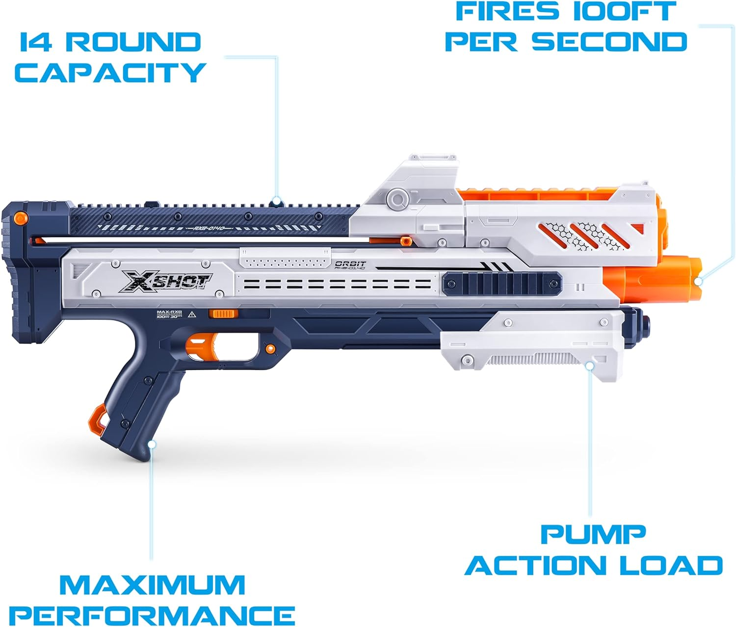 Xshot X-Shot Chaos Orbit Blaster (2 Pack + 100 Darts) by ZURU, White Dart Ball Blaster, Toy Blaster, Easy Reload, Rapid Fire Power, Quick Fast Reload, Toys for Kids, Boys, Teens, Adults (White) image number 2