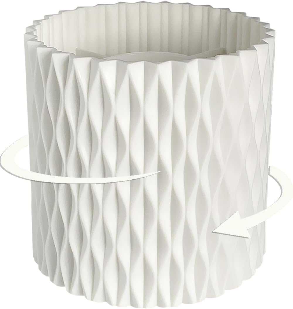 Rotating Pen Pencil Holder for Desk, 5 Slots Unique White Desk Pen Organizer Easthetic Desktop Supplies and Accessories for Women Girls, Pen Cup Pencil Caddy for Office Home Art Supply image number 4