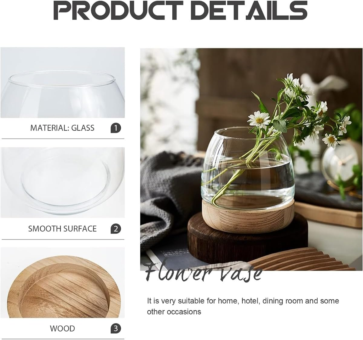 AIMALL Japanese Style Mini Glass Vase and Fish Tank - Hydroponic Plant Holder for Desktop Decor, Transparent Design