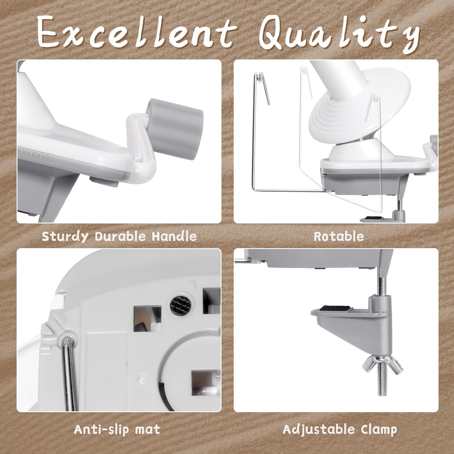 Anoleair Yarn Ball Winder, Hand Operated Winding Wool Winder Machine, Tabletop Clamp, Yarn Cake Winder image number 2