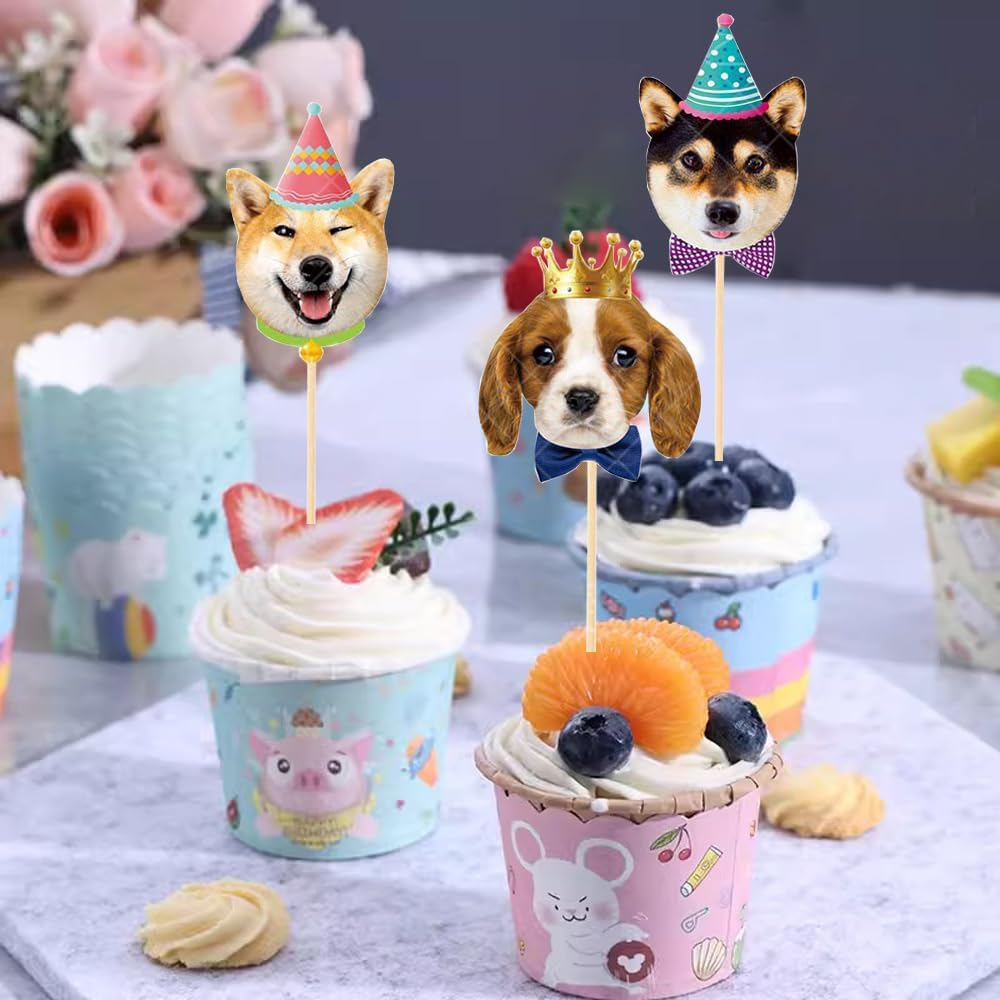 Pet Dog Cupcake Toppers, 24 PCS Pet Dog Themed Birthday Party Supplies,Baby Shower Party Decorations image number 6