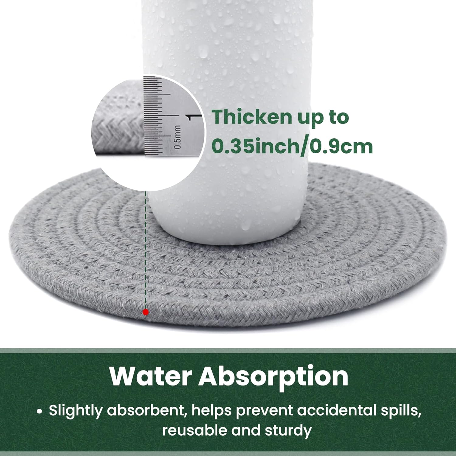 8 Inch Trivets for Hot Dishes, Hot Pots and Pans, Thick Heat Resistant Large Coaster for Kitchen, Hot Pads, Kitchen Essentials, Kitchen Decor for Table & Countertop, 6 Pcs - Light Gray image number 3