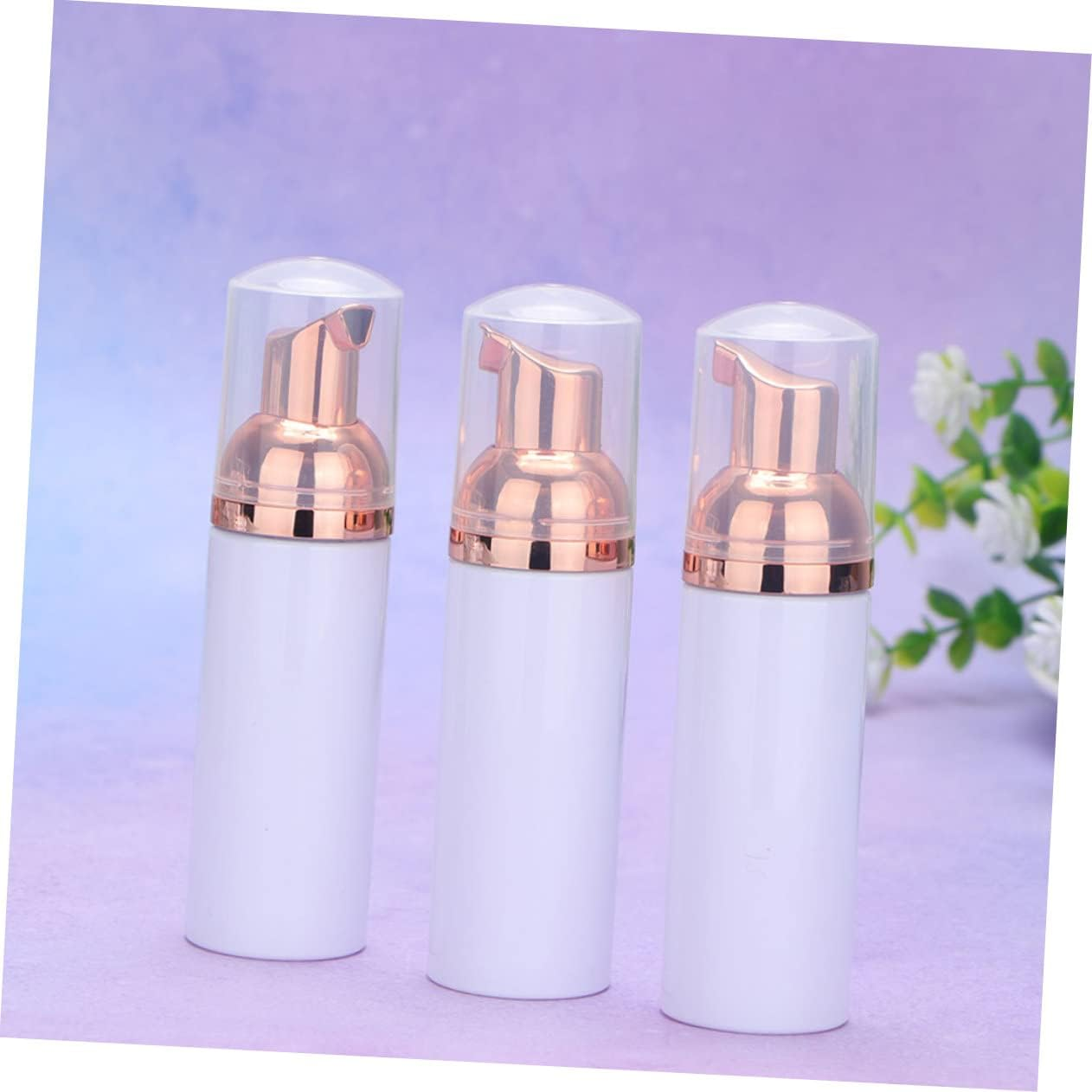 12Pcs 30Ml Refillable Pet Foaming Pump Bottles Portable Facial Cleanser Dispenser for Travel Toiletries with White Bottles and Rose Gold Pumps image number 1