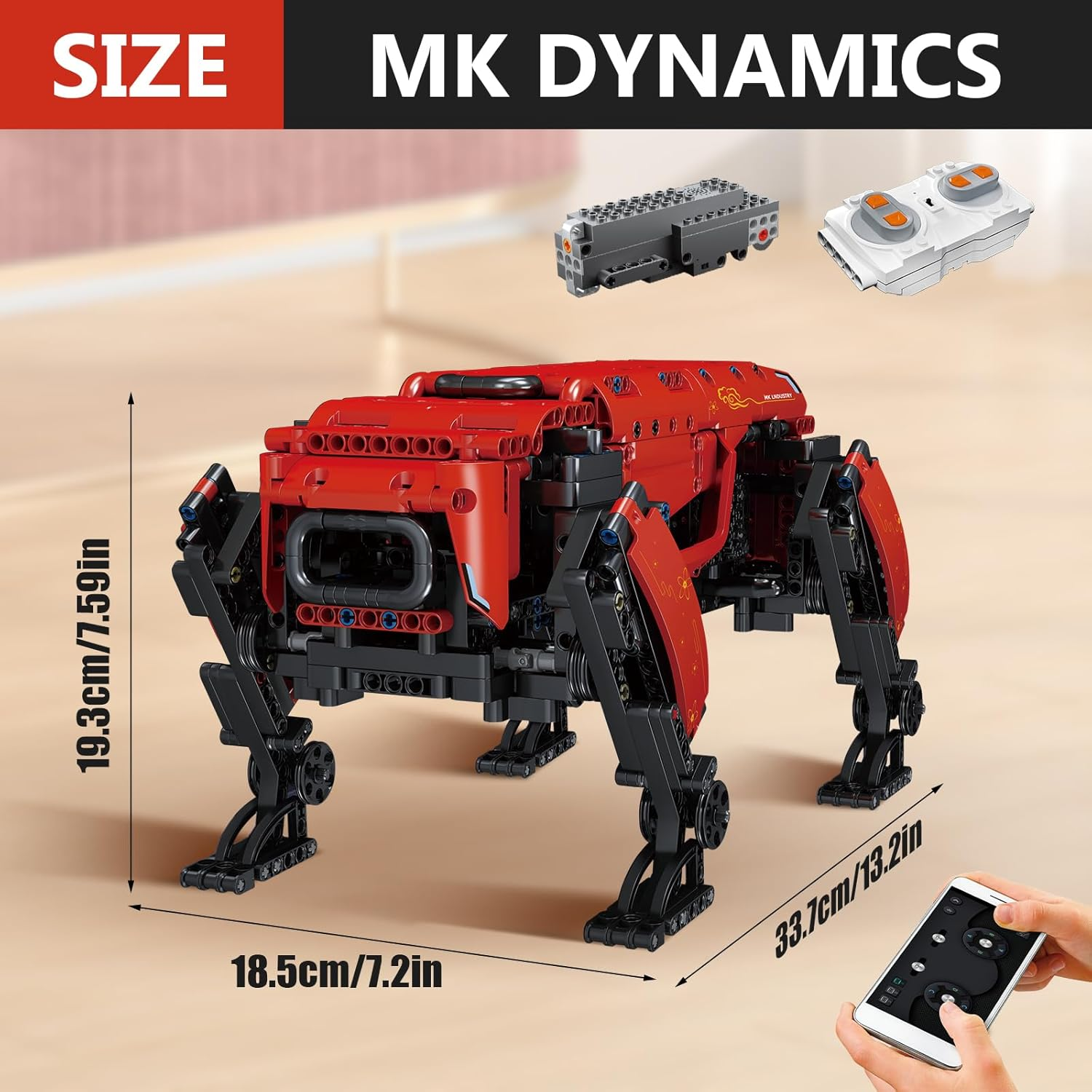 Mould King 15067 Red Dog Robot Building Set, Remote Control APP Robot Model Block Kit, STEM Toy to Build for Boys Girls Aged 8+ 936Pcs - Red image number 5