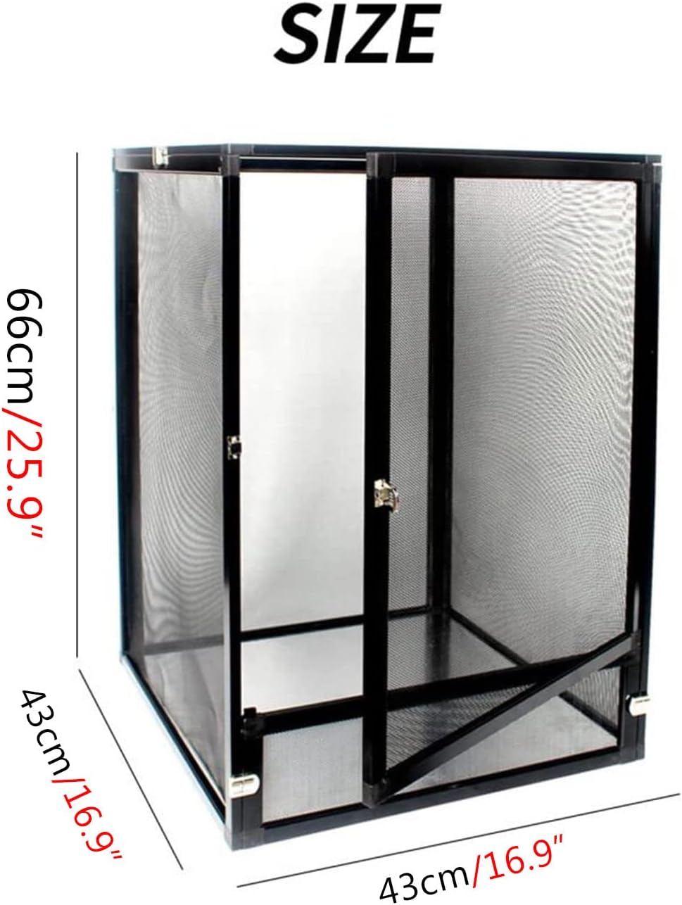 21 Gallon Aluminum Screen Reptile Cage -Versatile Enclosure for Chameleons Geckos Lizards Frogs Interaction Cage-Easy Assembly,Front Opening Door,360&deg; Observation,Airflow Cage (66X43X43Cm / 26X17X17)