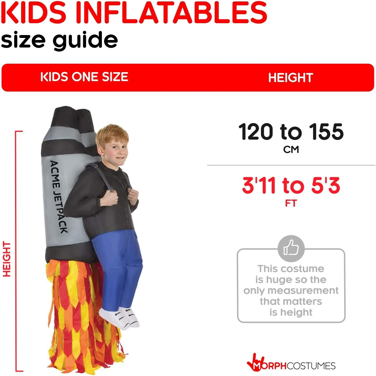 (One Size, Jet Pack) - Morph Costumes - Jet Pack Kids Inflatable Blow up Fancy Dress Costume - One Size image number 5