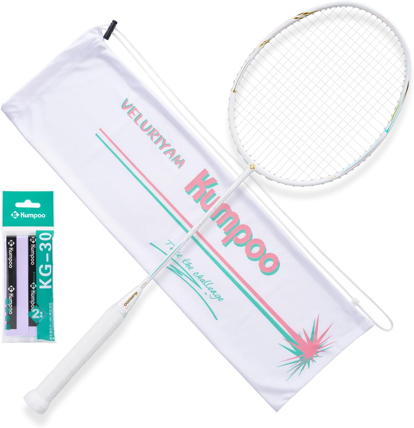 Badminton Racket Professional, Carbon Fiber Badminton Racket Set with Grip & Bag, 5U Lightweight Pro Badminton Racket Racquet for Beginner Outdoor Trainning Games