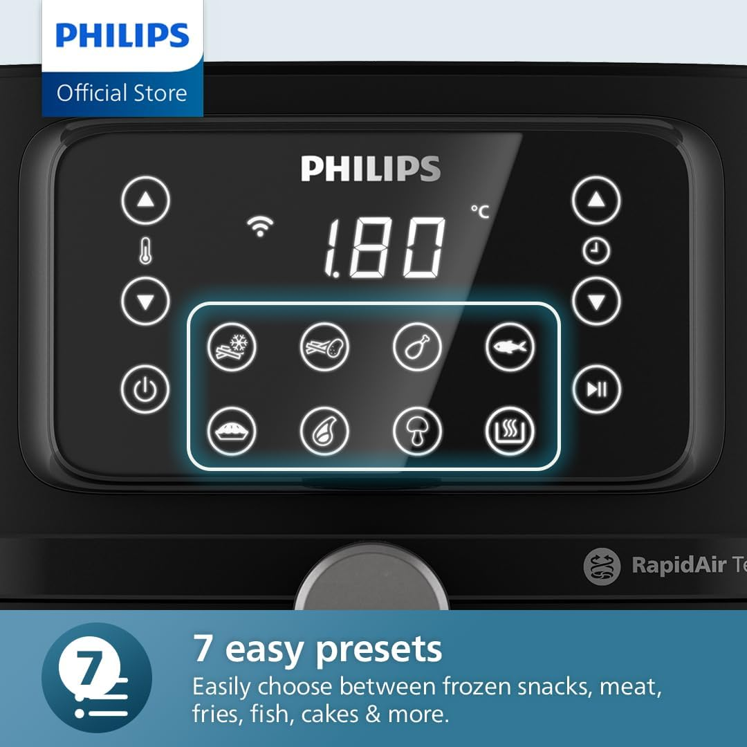Philips 5000 Series XXL Connected Airfryer - Rapid Air Technology, 16-In-1 Ways to Cook, Large 7.2L Capacity, up to 90% Less Fat, Wi-Fi Connectivity, Dishwasher Safe, Homeid App (HD9285/90) image number 6