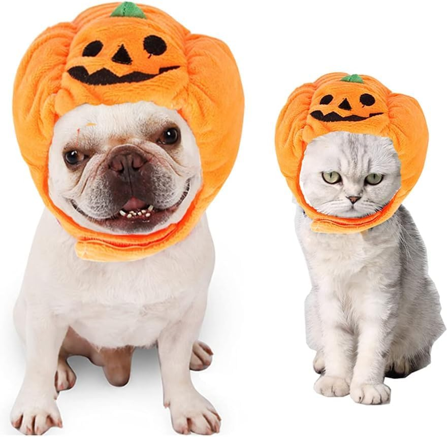 Dog Halloween Hat Kitten Pumpkin Cap Puppy Party Cosplay Dress Cat Pumpkin Costume Funny Pet Headgear Festival Head Accessory for Cat and Small Dogs (Orange, L) image number 5