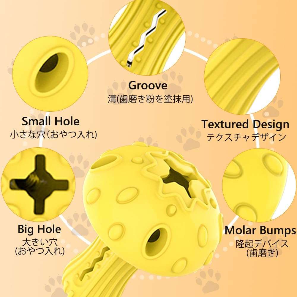 SCHITEC Dog Chew Toy for Large & Medium Dogs, Rubber Treat Dispensing Toy for Aggressive Chewers, Interactive Slow Feeder Tough Puzzle Toys Teeth Cleaning (Red & Yellow) - Red image number 3