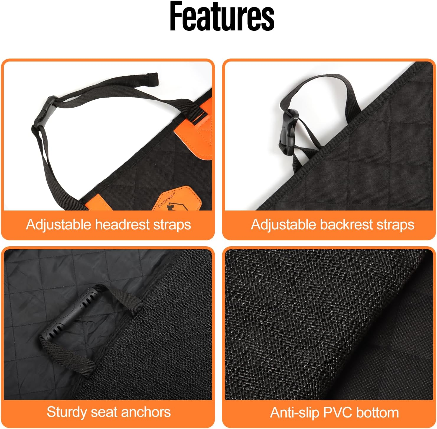 Dog Car Seat Cover, Pet Front Seat Protector, Nonslip Scratchproof Durable & Padded, Pet Hair Resistant Blankets, Standard Seat Covers for SUV, Jeeps and Trucks image number 3