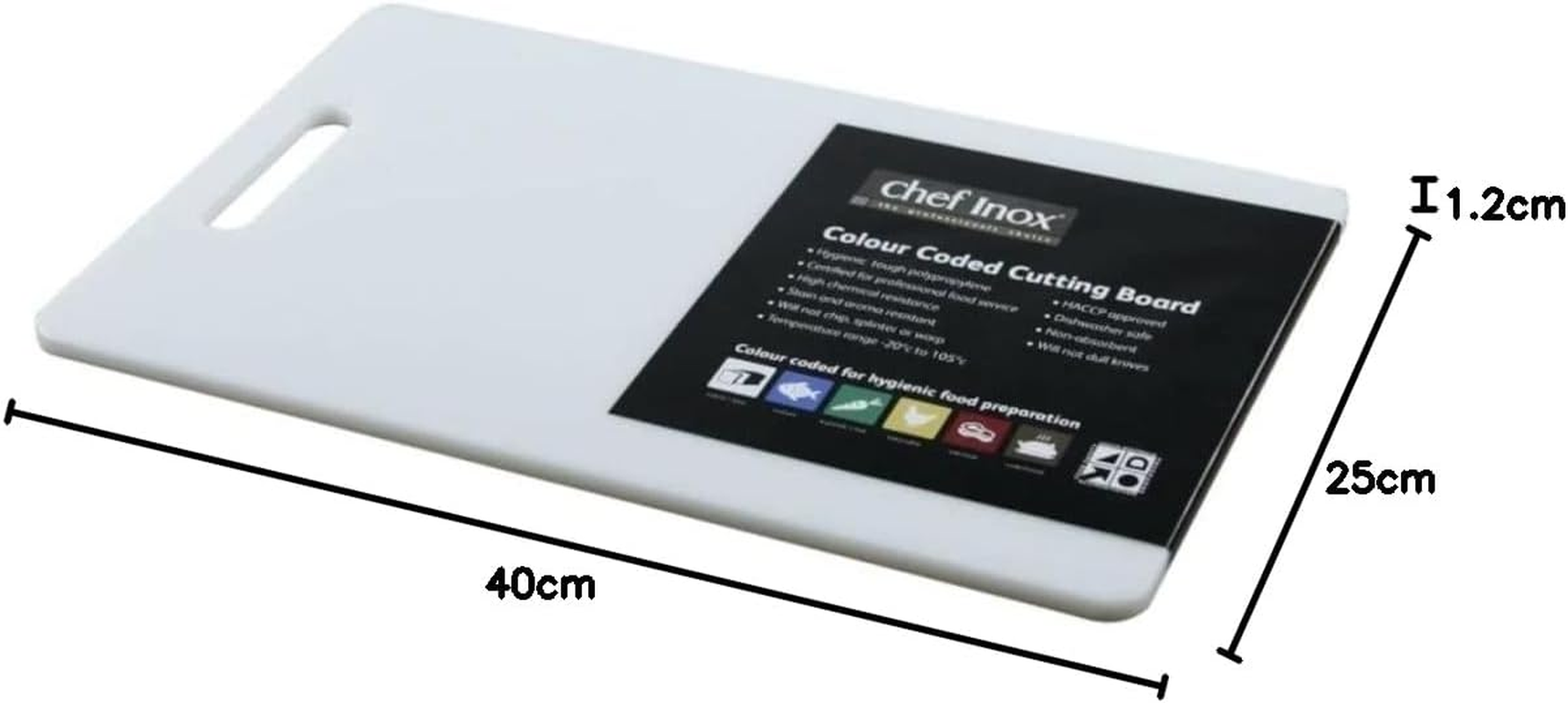 Chef INOX Polypropylene Cutting Board with Handle, 250 Mm X 400 Mm X 12 Mm Size, White image number 4