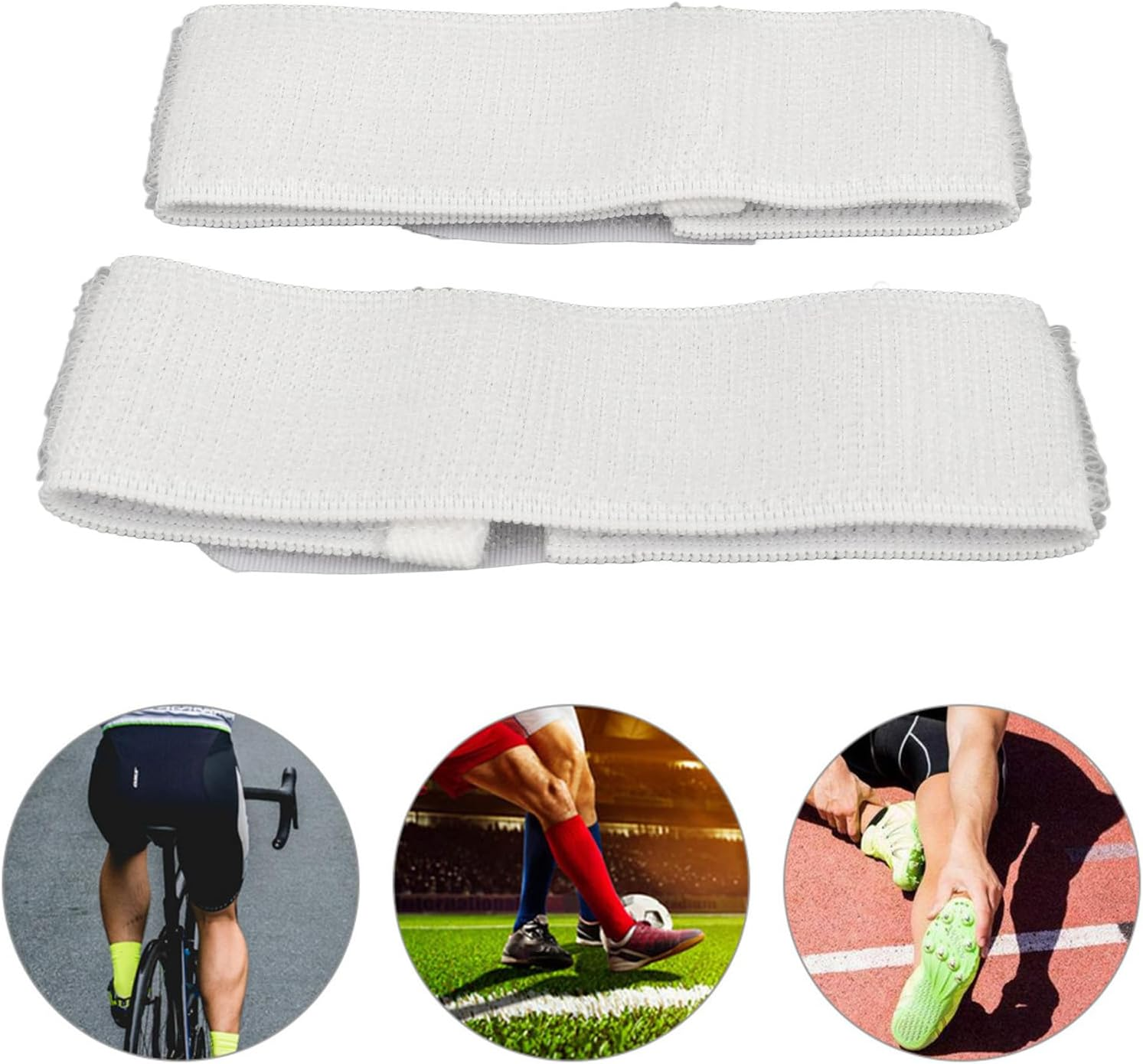 1 Pair Soccer Shin Guards Straps, anti Slip Sports Football Legging, Shin Fixed Straps for Adult Youth Children Football Equipment, Adjustable Leg Bandage Nylon Material - White image number 3