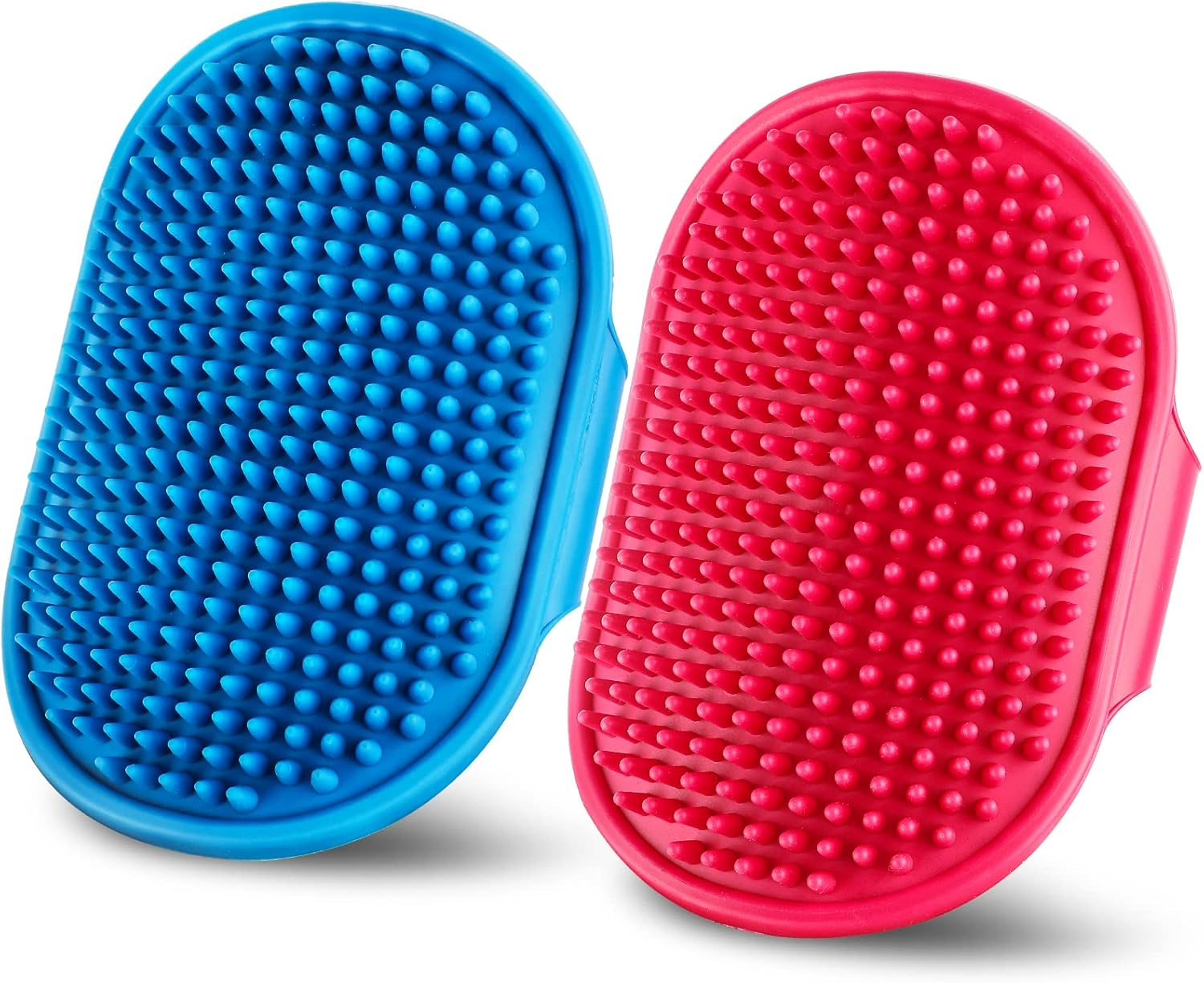 Dog Bath Brush Dog Shmpoo Brush Massage Brush of Dog Cleaning and Beauty Set 2 Pcs (Plum Brush Head, Yellow + Grey)