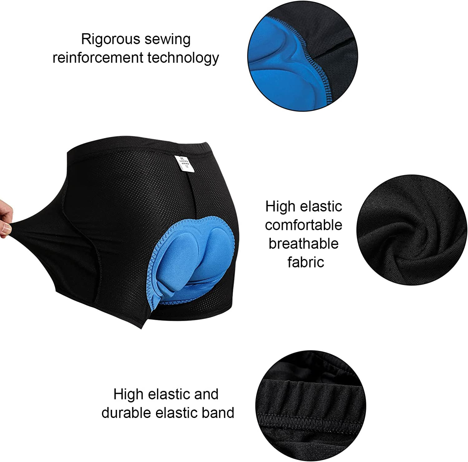 Men'S Padded Bike Cycling Shorts 3D Padding Bicycle Undershorts MTB Liner Biking Underpants