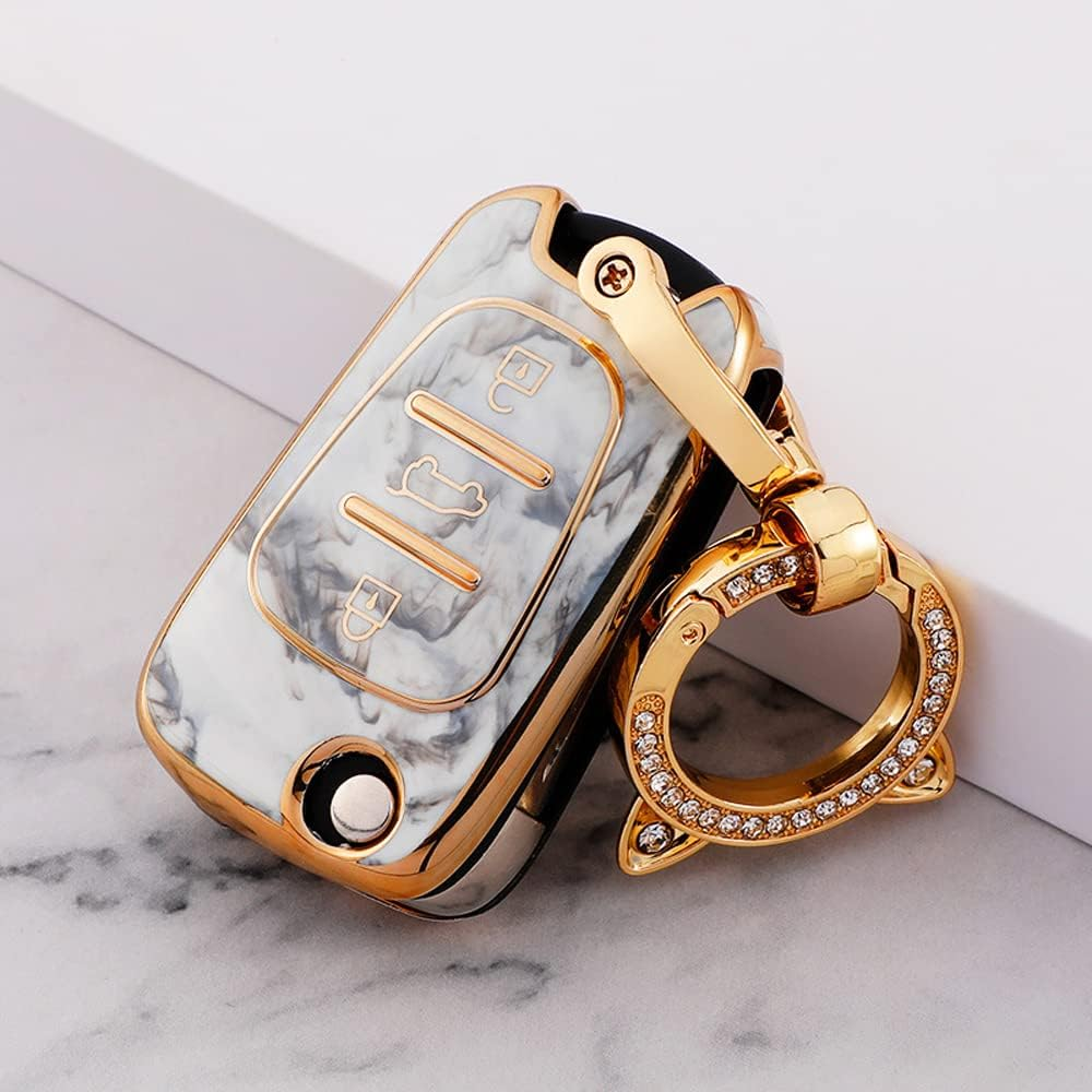 Ontto Tie-Dye TPU Car Key Fob Cover Fit for Hyundai Ix20 Ix35 I20 I30 I35 Elantra Kia Ceed Sportage Rio Sorento 3 Buttons Flip Key Case Keyring Remote Keychain Key Holder Accessories Pink