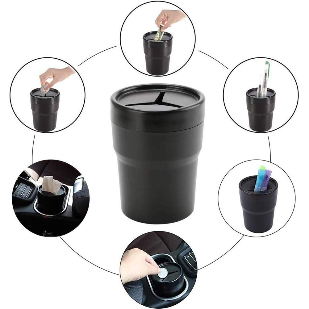 FIOTOK Car Trash Can with Lid, Mini Auto Garbage Can Leakproof Vehicle Trash Bin Fits Cup Holder in Console or Door for Automotive Car, Home, Office, Kitchen, Dinning Room 1Pack image number 4