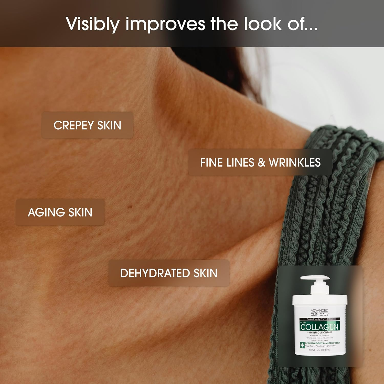 Advanced Clinicals Retinol Cream and Collagen Cream Skin Care Set. Value Anti-Aging Set for Wrinkles, Fine Lines, Firming Skin. 16Oz Spa Size Are Great for Face Cream and Body Moisturizer. image number 4