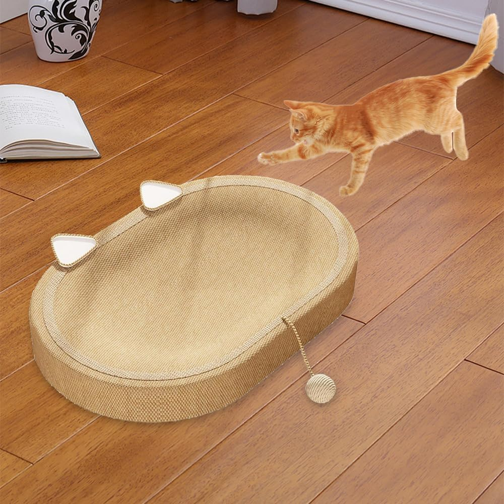 Extra Large Cat Scratching Pad with Sisal, Durable Breathable 2 Ears Multi-Functional Cat Scratch Board Cat Bed for Cats Beach Home Indoors Outdoors image number 3