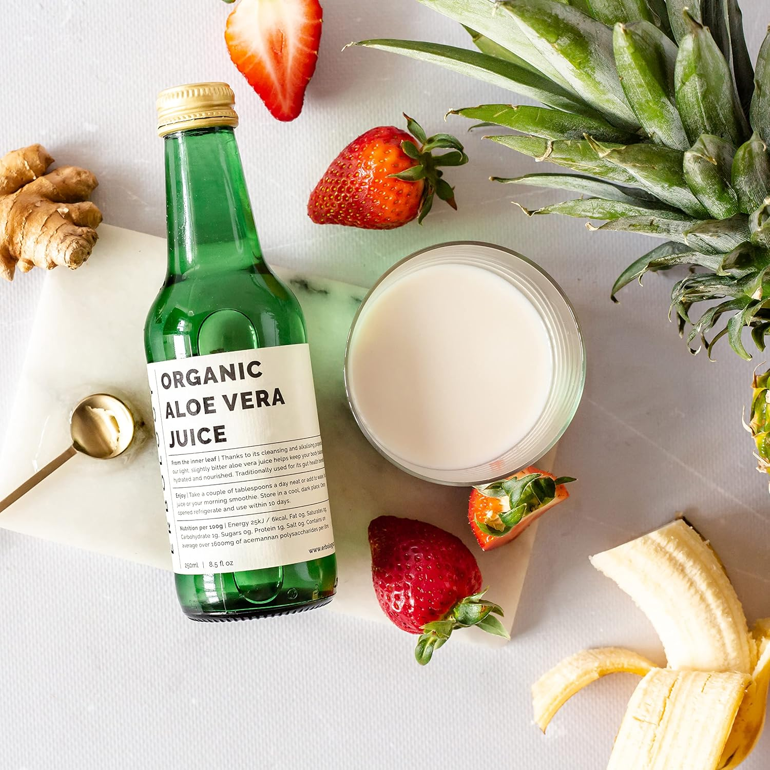 100% Organic Aloe Vera Juice 250Ml - Supports Immunity & Gut Health - Straight from Farm in Spain - Undiluted - No Added Sugar or Artificial Preservatives - Non-Gmo - Recyclable Glass Bottle image number 1