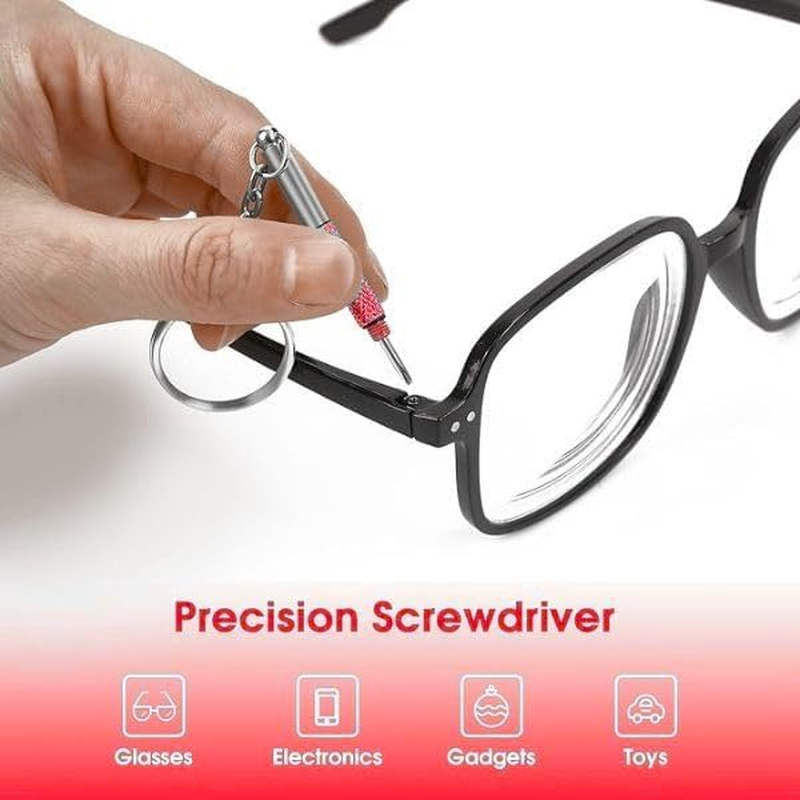 UNEAK - Eyeglass Screwdriver Repair Kit Red Precision 3 in 1 Mini Screwdrivers Set Keychain Glasses, Sunglasses, Sunglass, Watch, Electronics, Eyeglasses, Flat Head, Phillips, Hex - Pink image number 3