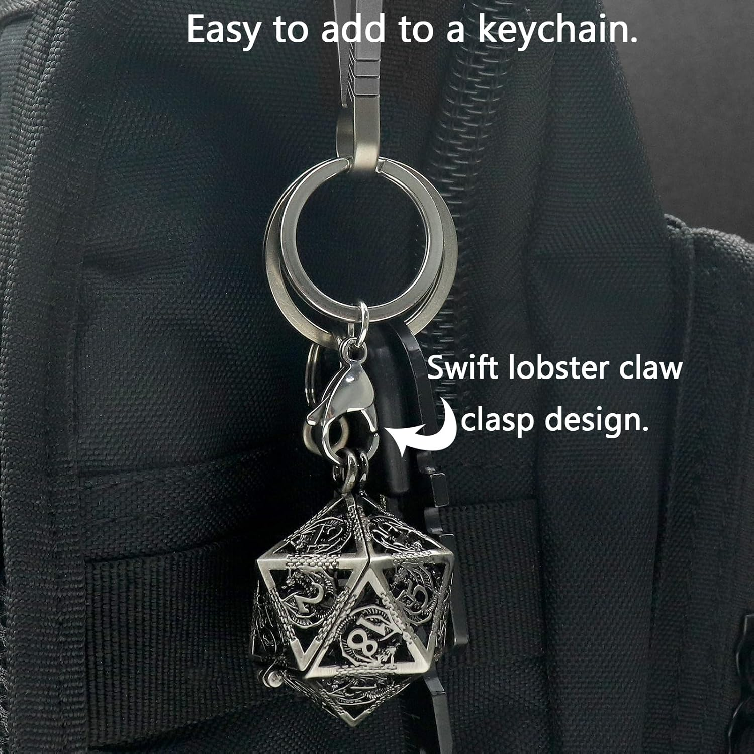 PJOY Mini Dice Set Tiny DND Dice with Necklace Stailess Steel Case D&D Portable 7PCS Keychain Metal Dice Set for Role Playing Dice Games as Dungeons and Dragons Gifts, Metal, No Gemstone image number 5