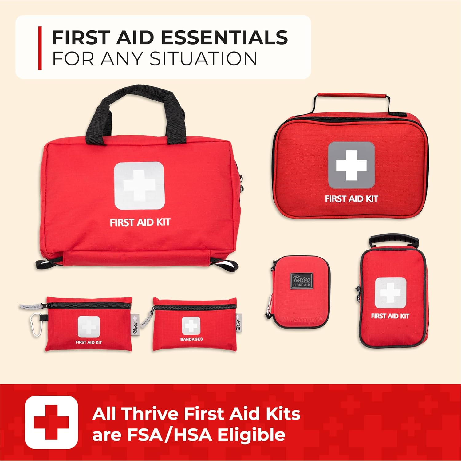 First Aid Kit &ndash; 66 Pieces &ndash; Small & Light Soft Shell Case - Packed with Hospital Grade Medical Supplies for Emergency & Survival Situations. Ideal for Car, Camping, Travel, Sports, Home, Hiking image number 4