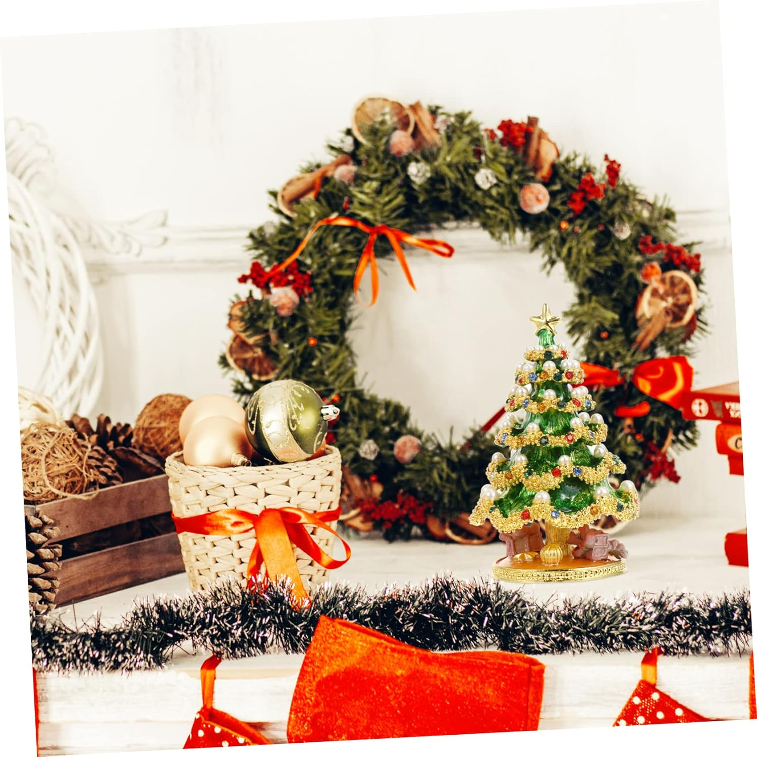 Amosfun Christmas Tree Decorations Jewelry Box for Earrings Tray Storage Box for Christmas Craft for Home Display image number 3