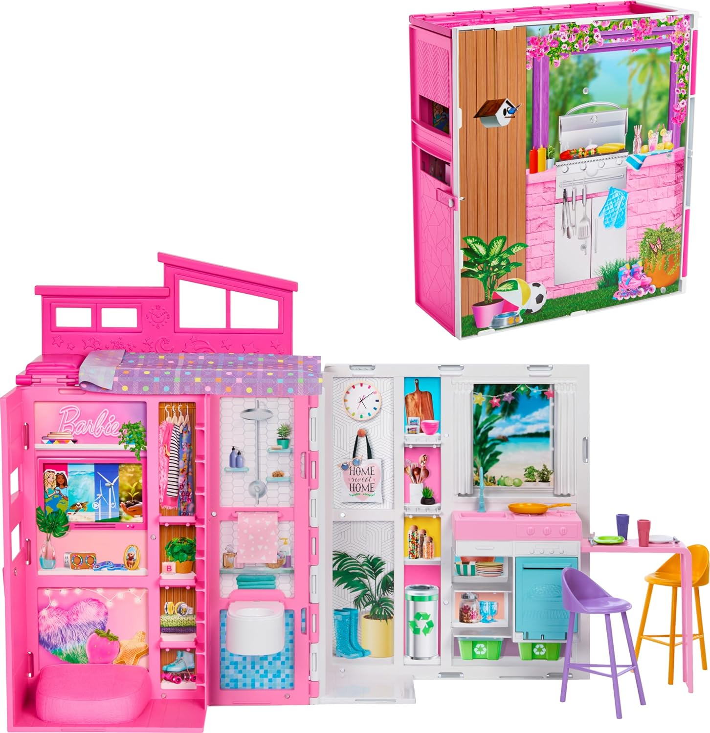 Barbie Doll House Playset, Getaway House with 11 Accessories Including 2 Chairs, 4 Play Areas & 360-Degree Play image number 3