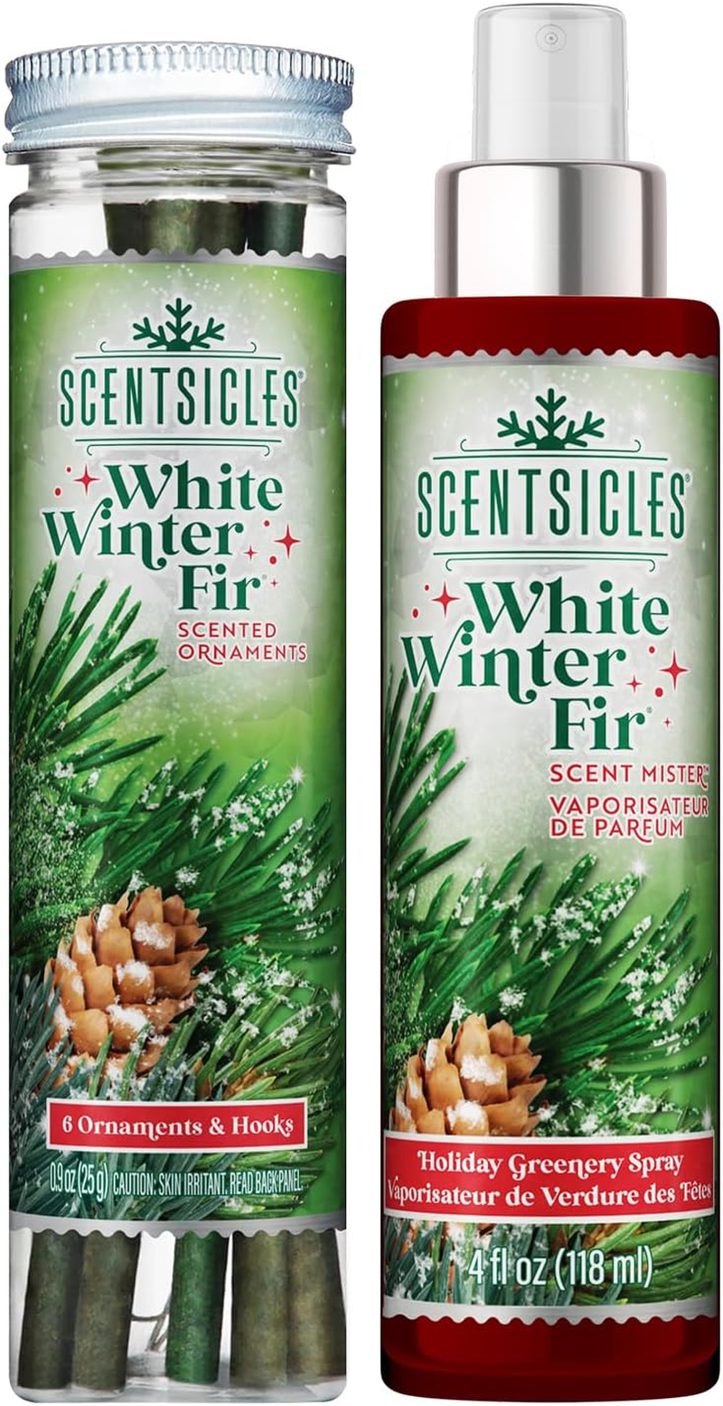 Scentsicles White Winter Fir Scented Christmas Tree Ornaments - 1 Bottle (6 Sticks Total) and 1 Bottle Scent Mister Spray (4 Oz) Multi Pack image number 4