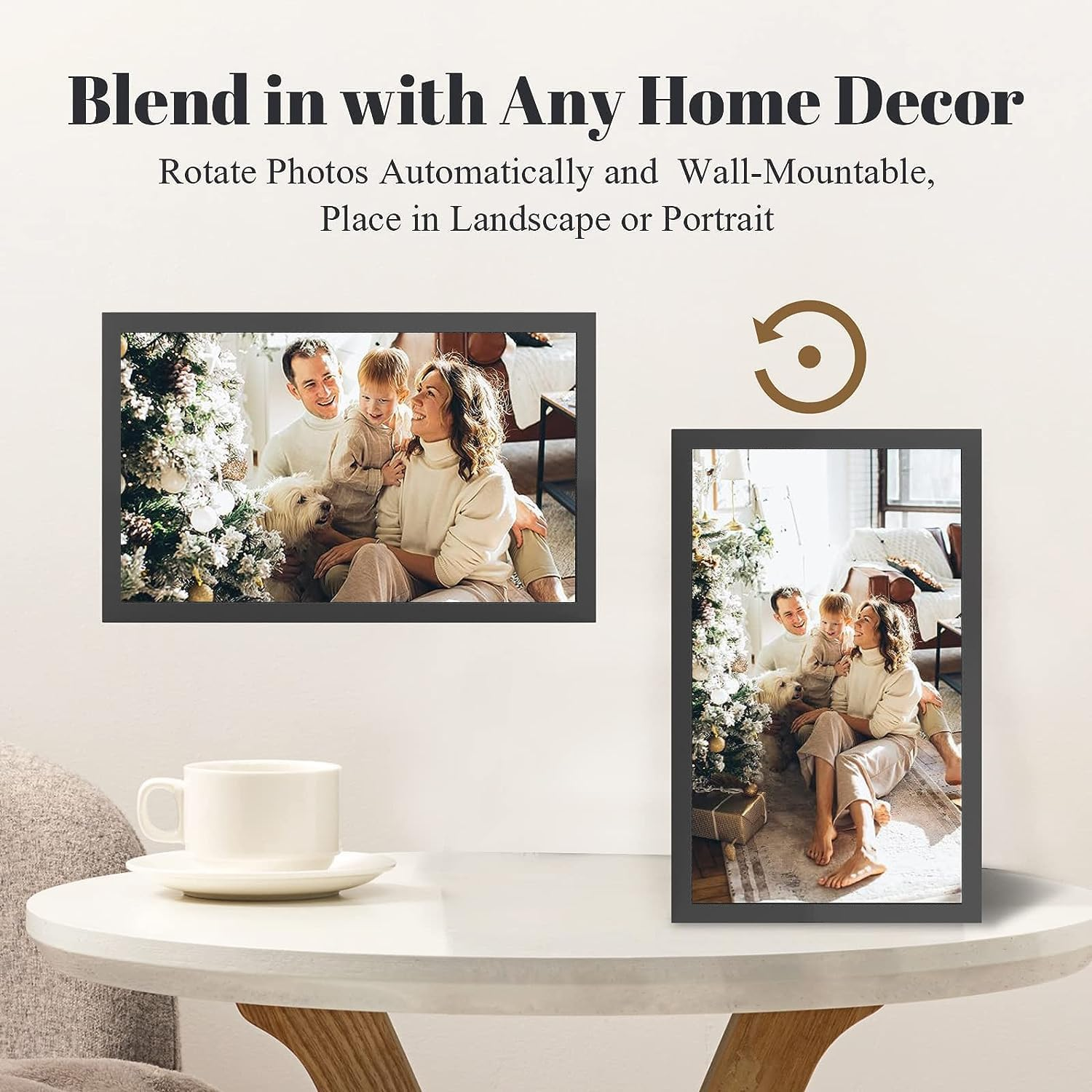 15.6" Frameo Digital Picture Frame, Wifi Digital Photo Frame 1920X1080 HD IPS Touch Screen, 32GB Memory, Auto-Rotate Portrait and Landscape, Wall-Mountable Frameo