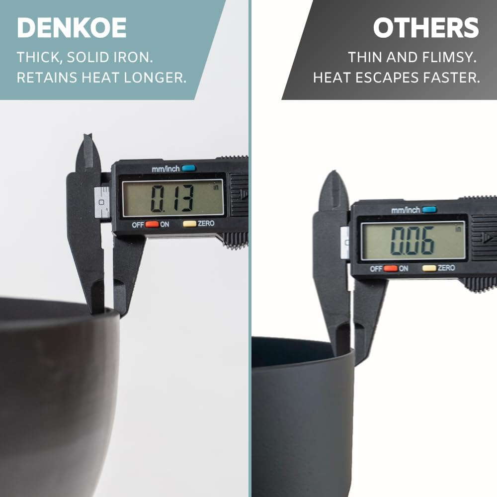 DENKOE 32 Inch round Fire Pit Table with Fire Pit Grill, Extra Thick, Heavy Duty Fire Bowl, Deep Outdoor Firepit, Wood Burning Firepits for outside Patio, Backyard Fire Pits, Large BBQ Pit image number 5