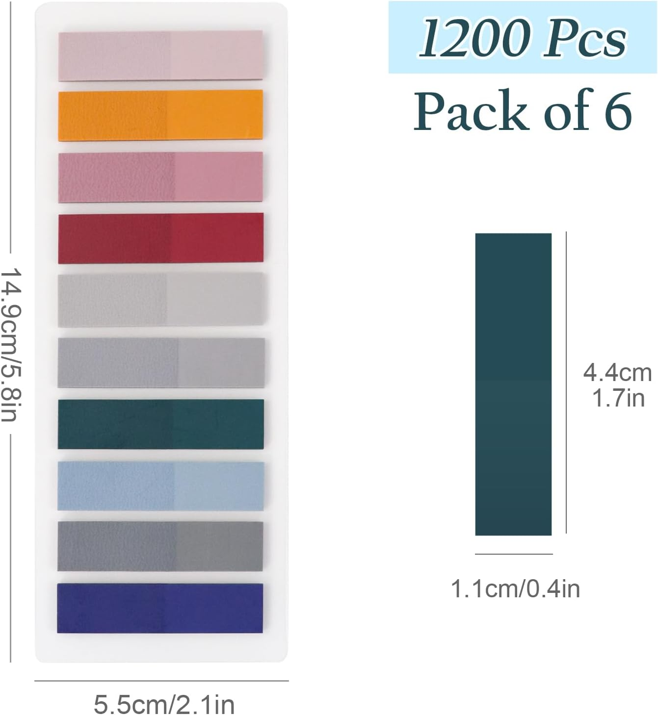 Page Markers Tabs, 1200 Pcs Index Tabs, Pack of 6 Sticky Tabs Page Markers, Translucent Tape Flags for Page Marking, Writable Sticky Notes for School and Office Supplies image number 5