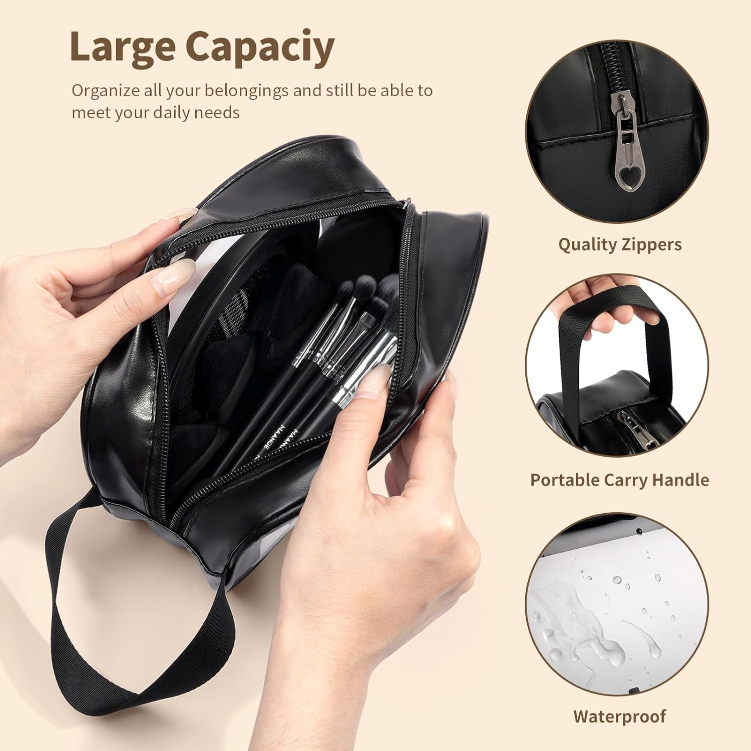 Make up Brushes, MAANGE 30 Pcs Professional Makeup Brush Set for Foundation Blending Powder Blush Concealers Eyeshadow, 5 Products Included, Makeup Brushes Black, 30 Piece Set image number 2