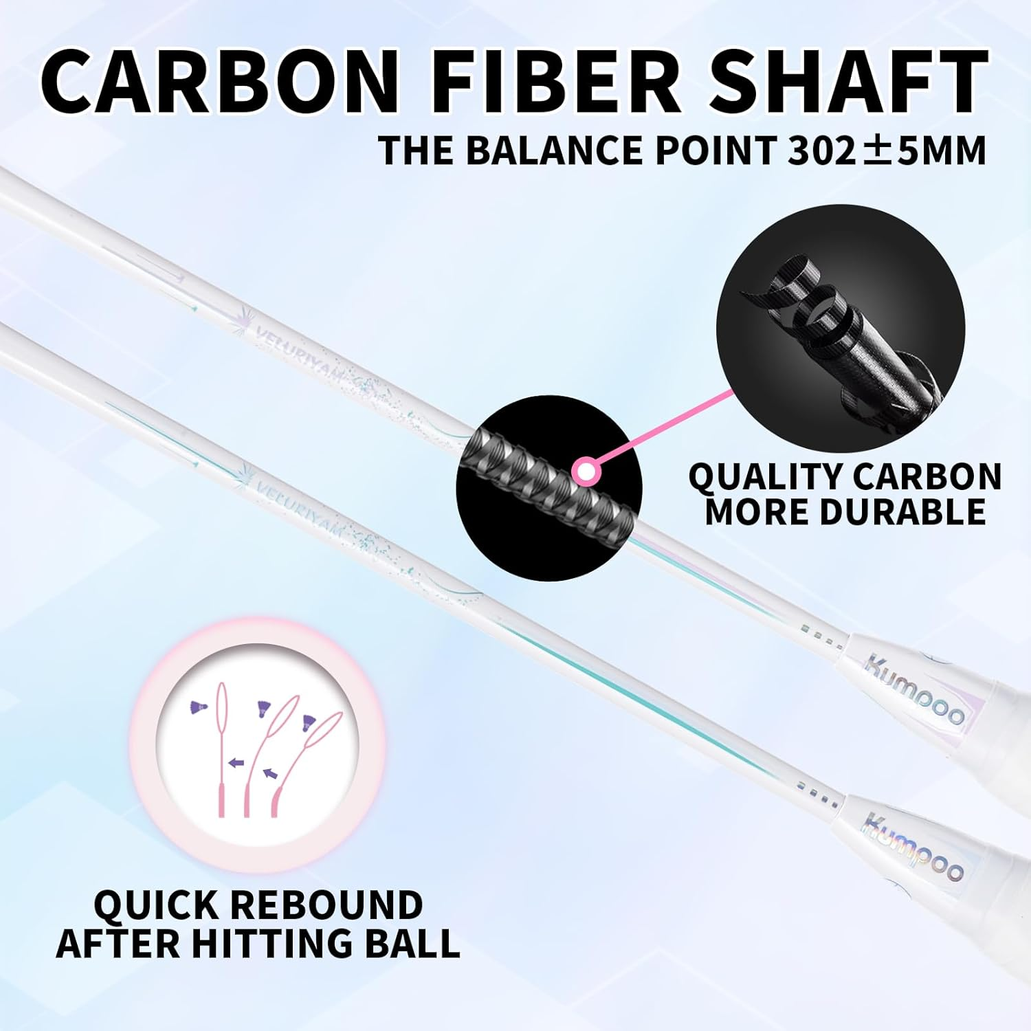 Badminton Racket Professional, Carbon Fiber Badminton Racket Set with Grip & Bag, 5U Lightweight Pro Badminton Racket Racquet for Beginner Outdoor Trainning Games - Yuling Pink image number 2