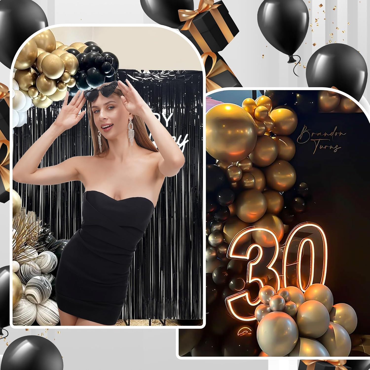 30Th Birthday Glasses - 'Dirty 30' Birthday Party Supplies，Birthday Glasses for Death to My 20S for My Youth Funny Thirtieth Birthday Gift Accessories Party Favors, Black image number 3