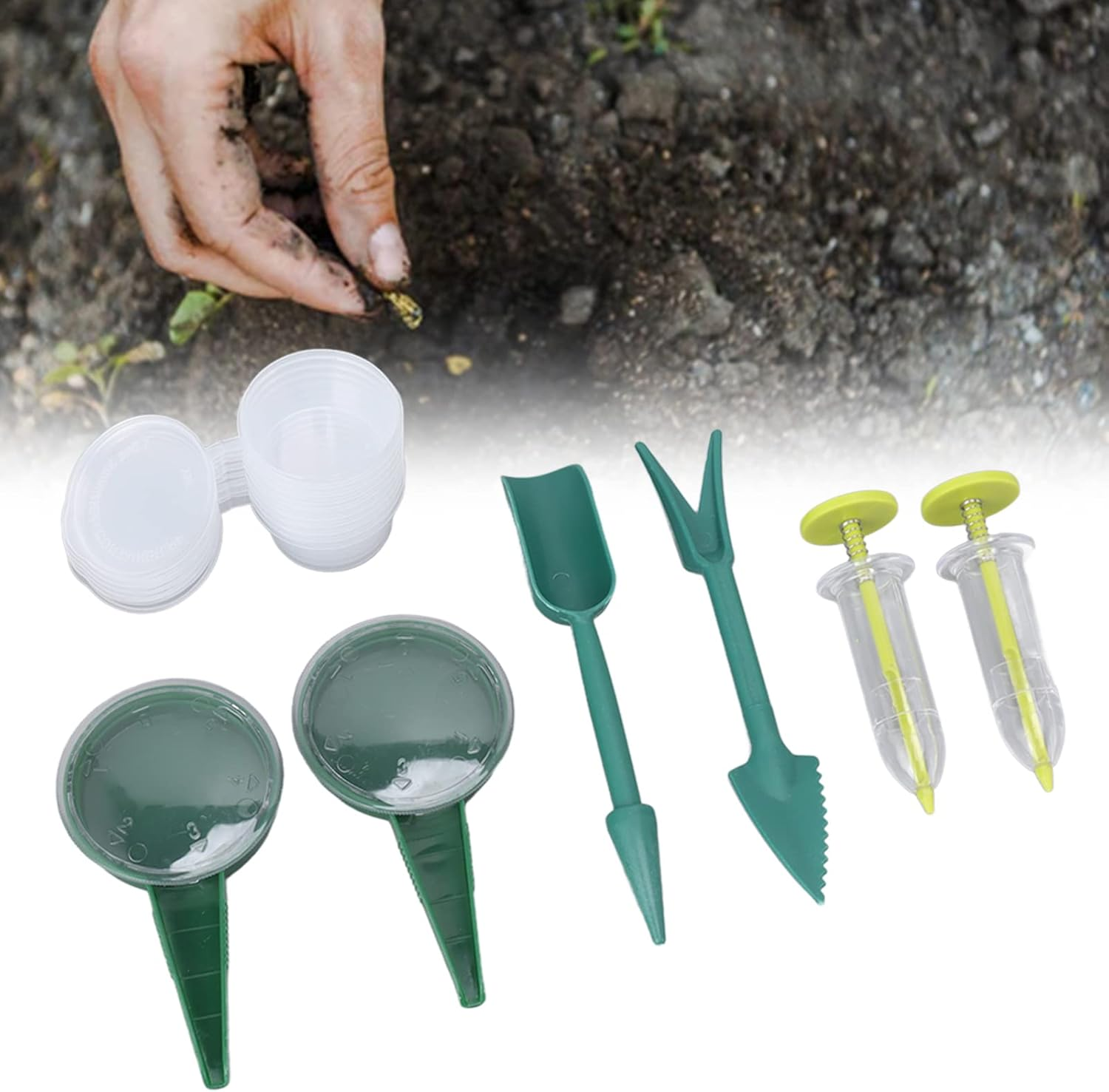 Seed Dispenser, 16 Pack Adjustable Seed Sower, Sowing Seed Dispenser Hand Tool Set, Plant Dibber with Measurements, Portable Small Storage Box, Ideal for Planting Enthusiasts image number 1