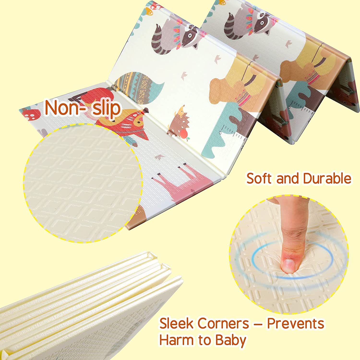 Baby Play Mat - 2Mx1.5Mx8Mm Reversible & Portable - Foam Padded Play Mat, Floor Mat, Water-Resistant - Adventure & Forest Designs - Soft, Foldable, Easy to Clean Baby Playmat for Tummy Time, Crawling & Baby Activities - Large and Thick Baby Floormat image number 2