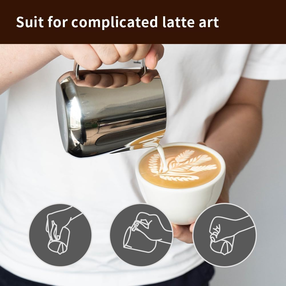 Watchget Milk Frothing Pitcher 500Ml/17Oz Stainless Steel Espresso Steaming Pitcher Milk Coffee Cappuccino Latte Art Barista Steam Pitcher Milk Frothing Jug image number 2