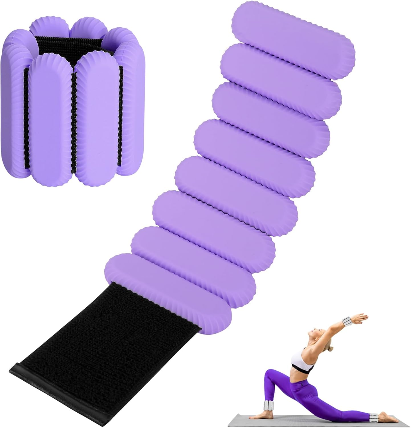 Wrist Ankle Weights for Women, Adjustable Ankle Weights Strength Training Silicone Bracelets Workout Wrist Ankle Weights for Men Women Yoga Running Dance Ankle Arm Leg Weights (2Lb)