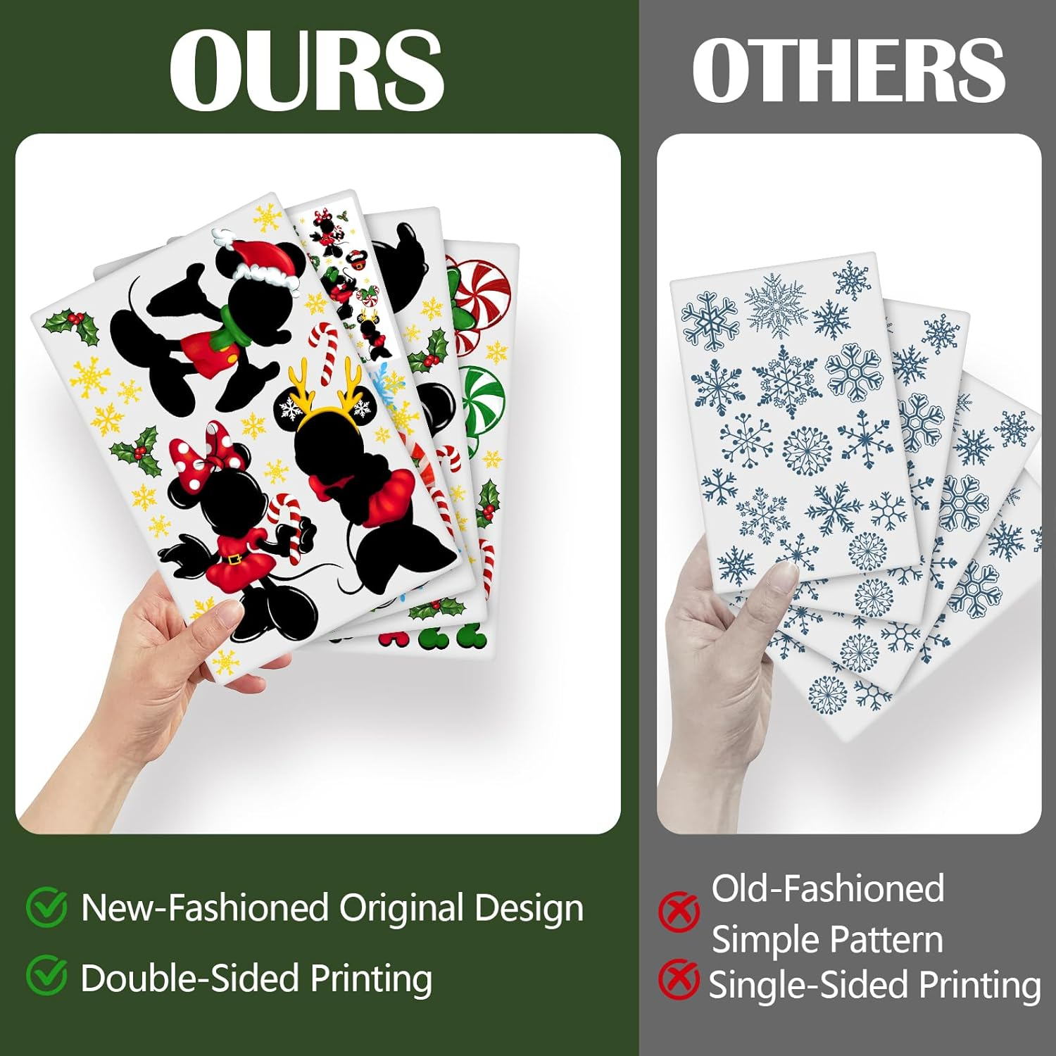 Yovkky Merry Christmas Window Clings, 2025 New Year Christmas Xmas Tree Green Red Stickers Decals Decor, Peppermint Candy Wreath Winter Snowflakes Holiday Party Home Kitchen Decorations image number 6