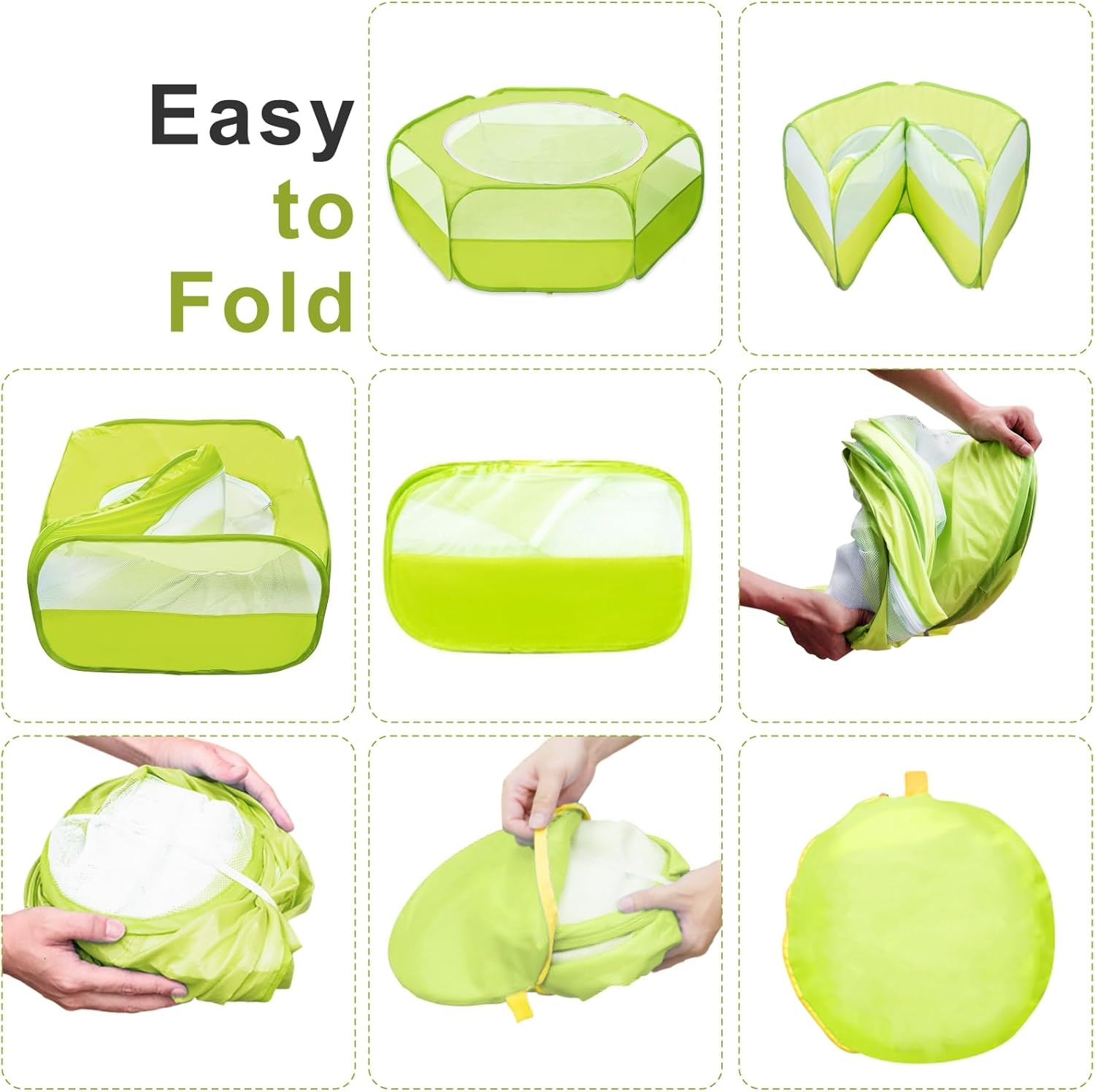 XIRGS Small Animal Playpen, Pet Playpen for Cat/Rabbit/Hamster/Guinea Pig/Bunny/Ferret/Kitten Toys Chick Brooder Box Cage Tent Pop up Play Pen with Cover, Portable Play Yard Indoor Outdoor Waterproof - Green image number 4