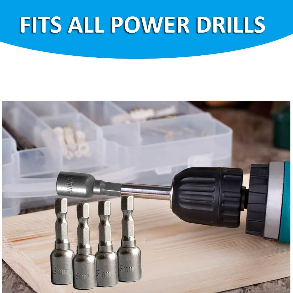5/16'' Nut Driver Bit Sets 10PCS, 5/16 Inch Nut Driver Hex Shank Quick Change Socket Nut Impact Driver Adapter Alloy Steel image number 6