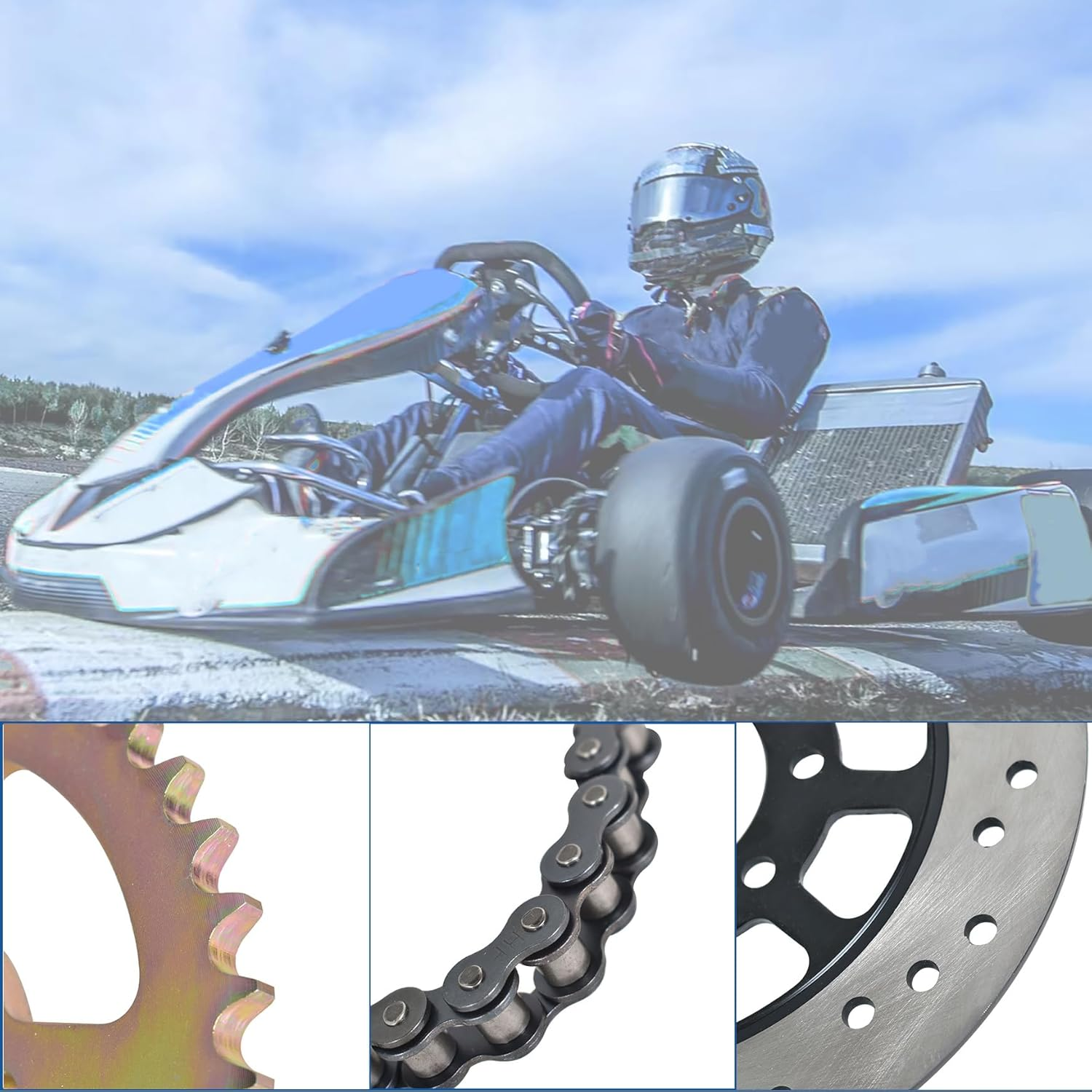 Go Kart Rear Axle Kit 44-Inch Axle with Pillow Block Sprockets Brake Discs Hubs Chains Brake Master Cylinder Calipers Replacement for Go Kart Atvs 4X4S and Drift Tricycles image number 2