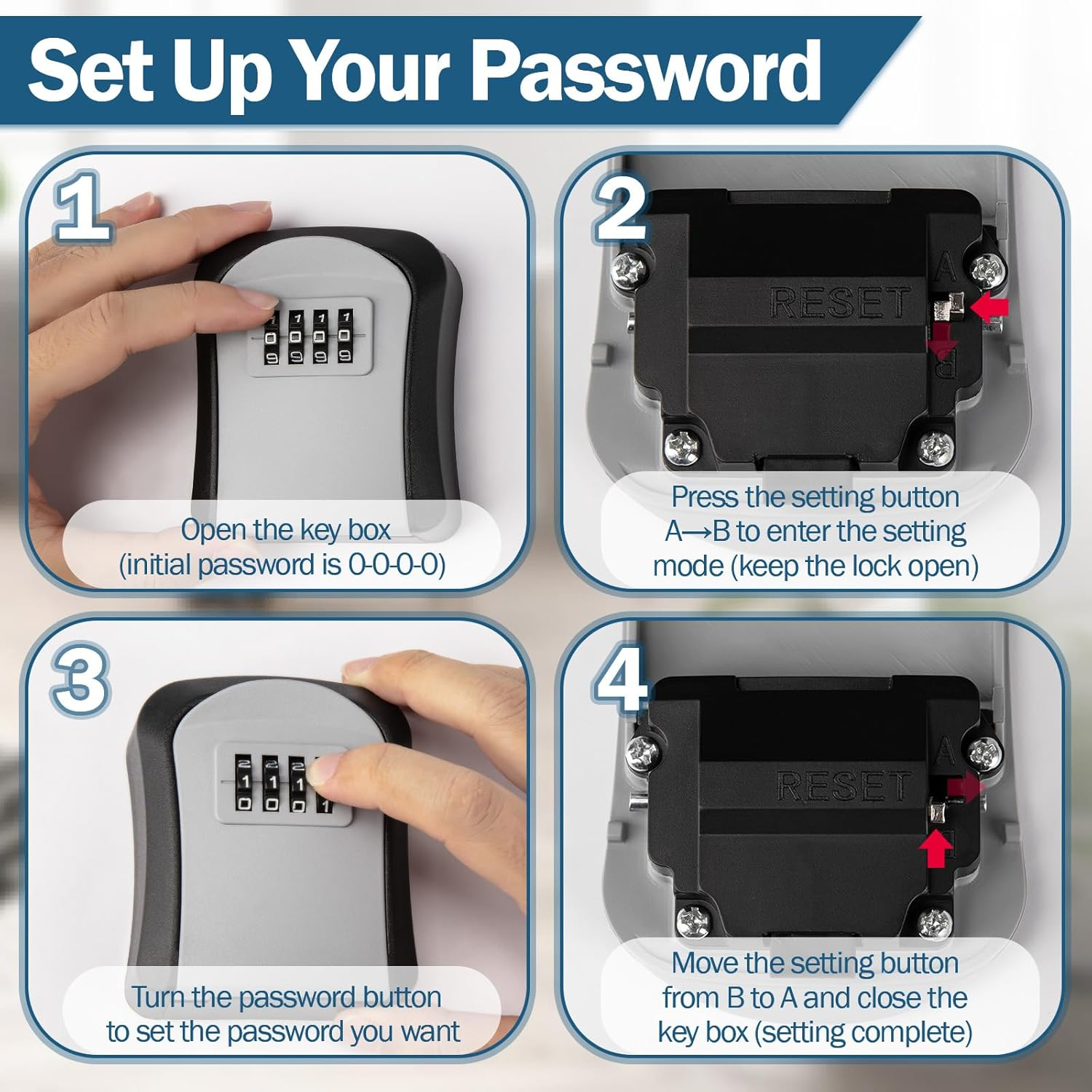 Key Lock Box 4-Digit Combination, for outside Wall Mounted Waterproof, Storage Lockbox Safe Outdoor with Resettable Code image number 6