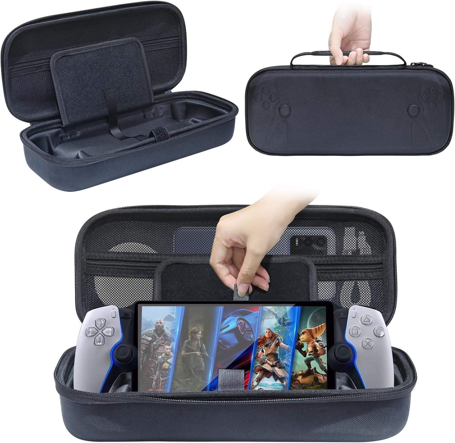 Carry Case Designed for Playstations Portal Remote Player for PS5 Console Holds Accessories,Compatible with Playstations Remote Player Accessories and Charger Travel Storage Protection Case(Black2) image number 5